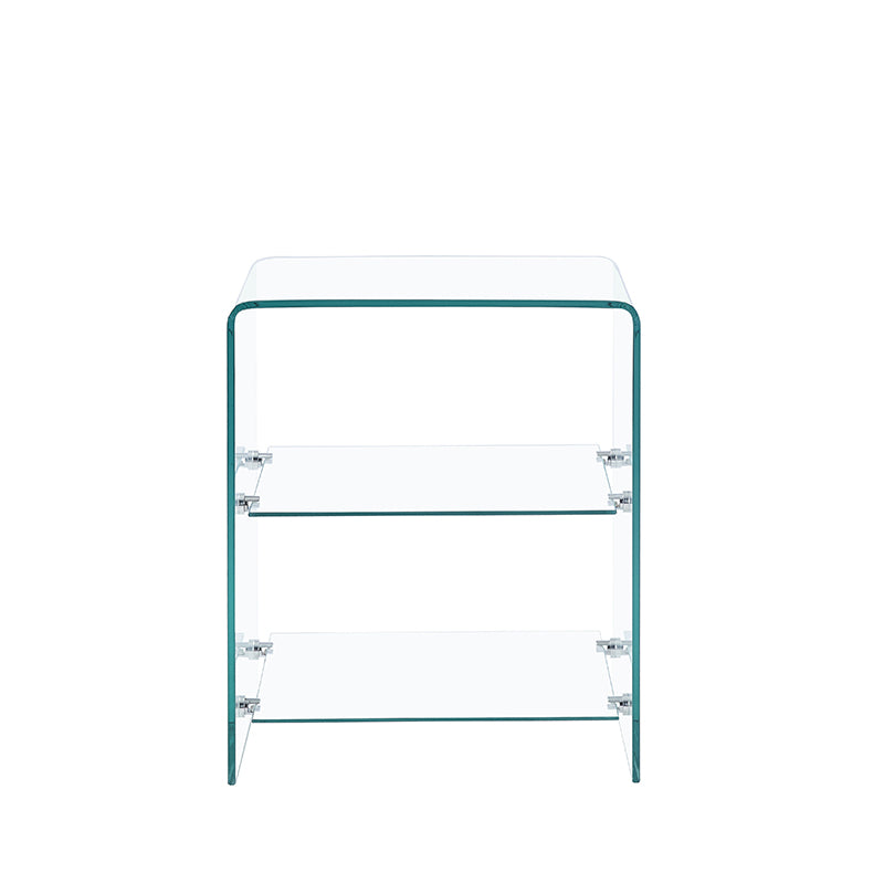 English Elm 2 Tempered Clear Bent Glass SideTable – Waterproof, Stackable Transparent End Table for Home, Office Events W1718P233037