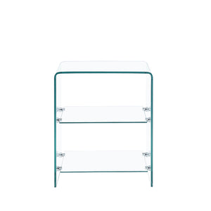 English Elm 2 Tempered Clear Bent Glass SideTable – Waterproof, Stackable Transparent End Table for Home, Office Events W1718P233037