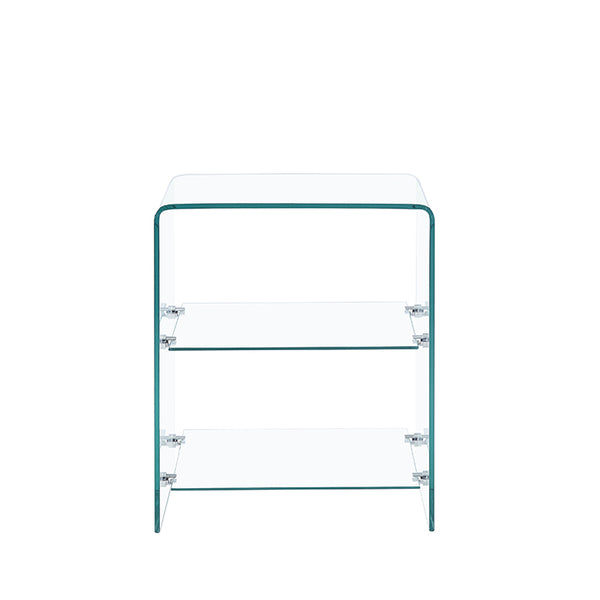 English Elm 2 Tempered Clear Bent Glass SideTable – Waterproof, Stackable Transparent End Table for Home, Office Events W1718P233037