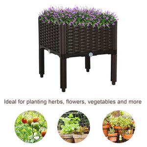 English Elm Outsunny Versatile Raised Garden Bed With Legs - Self-Watering Rattan Planter For Space-Saving Growth W2225P175539-GIGA