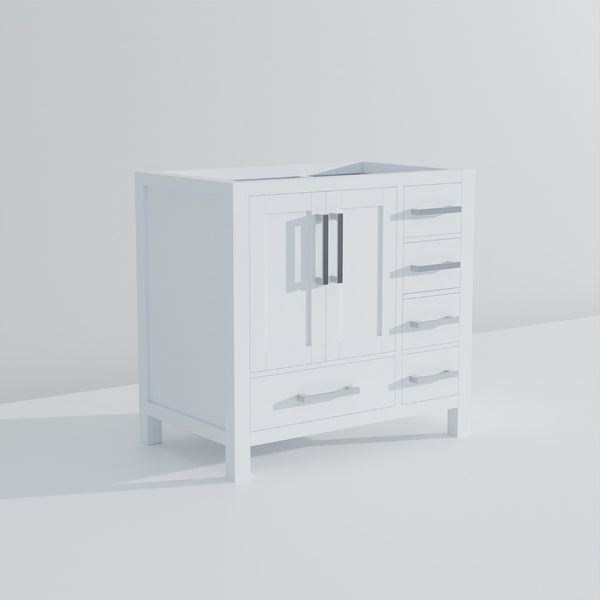 English Elm White Bath Vanity 36" W X 22" D, Elegant Solid Wood Design With Soft-Close Drawers & Quick Install B2731P258804-GIGA