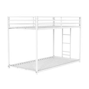 English Elm Twin Metal Low Bunk Bed Durable Full Frame Industrial Style Attached Ladder Space-Saving Design Matte White 83 L x 15 W x 6 H B2741P391249