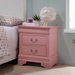 English Elm Charming transitional two-drawer nightstand with vibrant finish, compact 25"H x 22"W x 17"D storage solution Pink 28 L x 24 W x 19 H B078108178