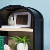 Chantelle Modern Arched Bookcase with Statement Wood Cabinet Pulls Black WECHA41OS2BL0 Walker Edison