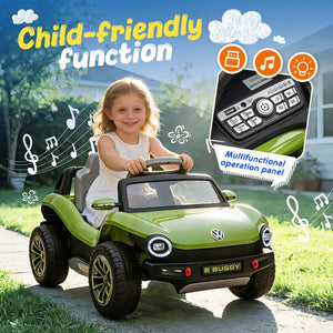 English Elm 12v Licensed Volkswagen Beetle Ride on Car with Remote Control and Suspension for Kids Green W1578P418186