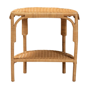 English Elm Japandi Woven Jute Hourglass Side Table Organic Texture for Modern Living Rooms B2750P467800
