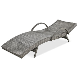 English Elm K&K 80" Outdoor Wicker Chaise Lounge Set of 2 with 2000H UV Wicker, Pull-Out Side Table, 4-Position Recliner Grey WF321204AAE