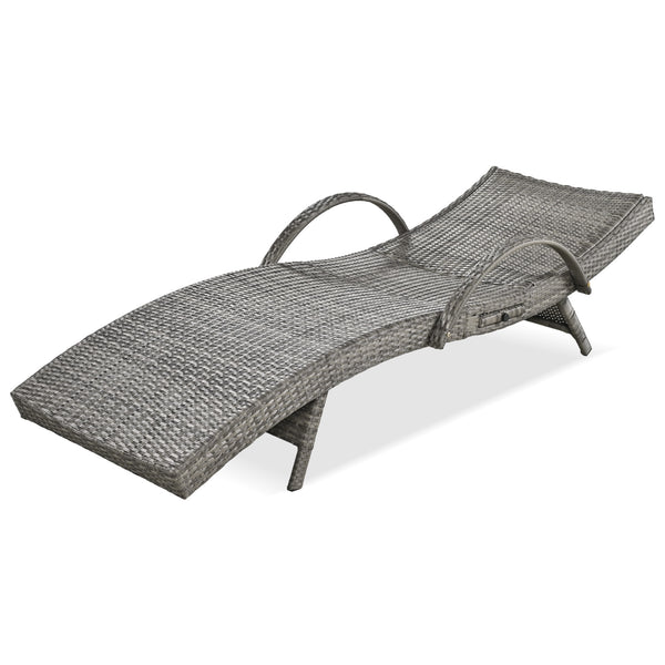 English Elm K&K 80" Outdoor Wicker Chaise Lounge Set of 2 with 2000H UV Wicker, Pull-Out Side Table, 4-Position Recliner Grey WF321204AAE