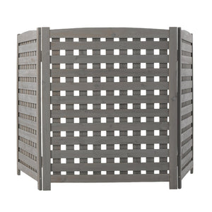English Elm 3-panel Outdoor Slatted Wood Enclosure Screen for Ac Units Patios and Garden Areas Grey W2640P290523