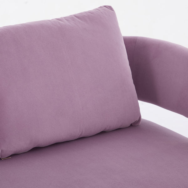 English Elm TS Modern decorative chair with teddy fleece upholstery, ergonomic sponge cushion and gold legs for luxe comfort and style Lilac W2311P364627