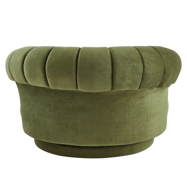 English Elm Swivel Barrel Accent Chair Chenille Tufted Round Club Seat for Living Room Lounge Green N719S002280F