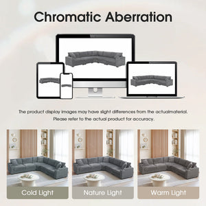 English Elm 106" Convertible L Shaped Sectional Sofa with Corduroy Upholstery, Armrest Storage, USB Charging Hub, Cup Holders, Modular Comfort for Living Room Gray N723S0187E