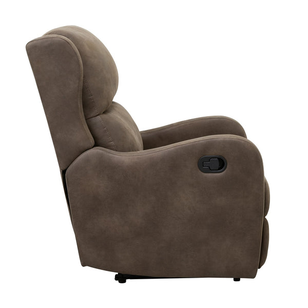 English Elm Microfiber Durant Brown Recliner Chair with Pull-Tab Recline, Polished Microfiber Upholstery, Cozy Seat B011P207534