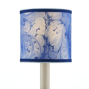 Marble Artisanal Drum Chandelier Shade - Handmade Contemporary Design with Grosgrain Ribbon Accents