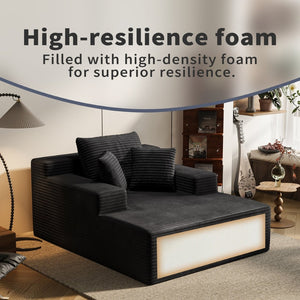 English Elm 64.96-inch Corduroy Sofa Bed Deep Seat Recliner for Living Room or Guest Space W3108P404509