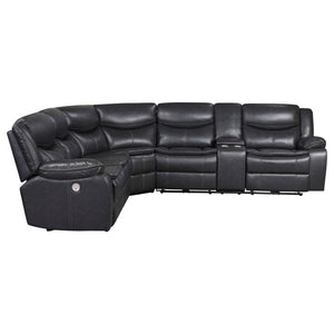 English Elm Salerno Power Reclining Sectional with Channel Tufting and Wall Hugger Leatherette Design B062S01769