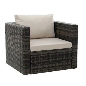 English Elm Patio 6-Piece Pe Wicker Furniture Set With Glass Coffee Table – Stylish Outdoor Seating For Relaxation W1703S00025-GIGA