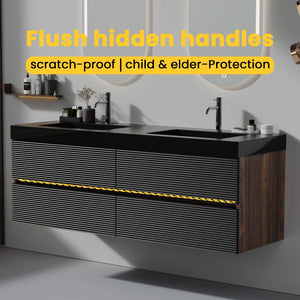 English Elm Emilia 60 Inch Freestanding Oak Vanity with Ceramic Sink and Soft Close Drawers W1865S00218