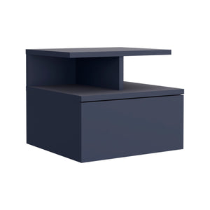 English Elm Adele Blue Floating Nightstand with Large Drawer & Dual Shelves, Space-Saving Wall Mount Storage B070P363815
