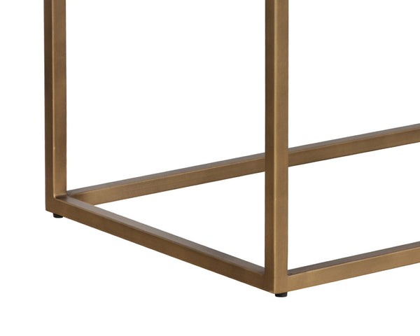 Sunpan ALLEY Bench - Elegant Burnished Brass Frame with Durable Piccolo Prosecco Fabric for Any Space 105517