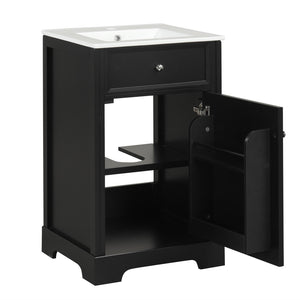 English Elm 20" Modern Bathroom Vanity With Soft-Close Door, Adjustable Shelf, Ceramic Sink, Compact Storage Solution N725P351848B