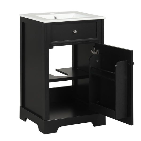 English Elm 20" Modern Bathroom Vanity With Soft-Close Door, Adjustable Shelf, Ceramic Sink, Compact Storage Solution N725P351848B
