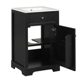 English Elm 20" Bathroom Vanity With Sink, Bathroom Cabinet With Soft Closing Door, Storage Rack and Adjustable Shelve, Black