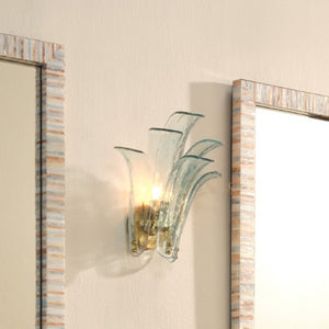 Cala Mouth Blown Glass Petal Wall Sconce Damp Rated Elegant Accent for Bath or Hallway