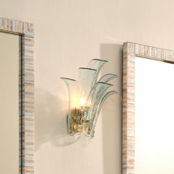 Cala Mouth Blown Glass Petal Wall Sconce Damp Rated Elegant Accent for Bath or Hallway