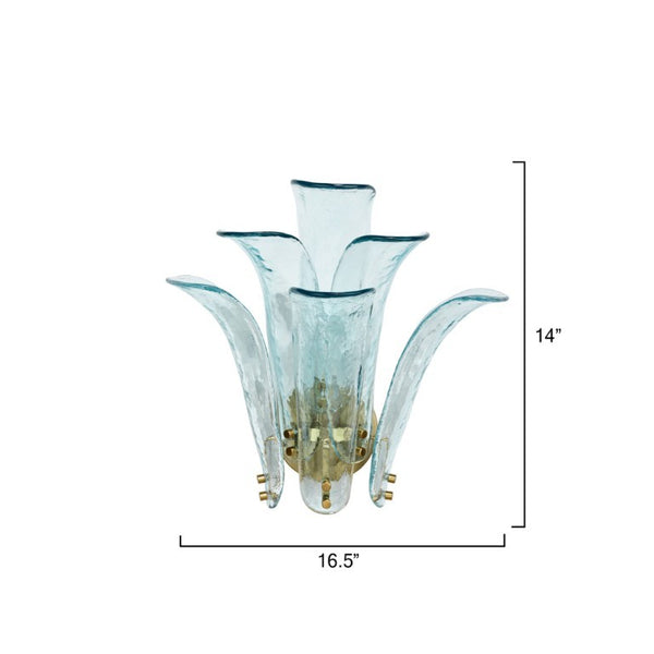 Cala Mouth Blown Glass Petal Wall Sconce Damp Rated Elegant Accent for Bath or Hallway