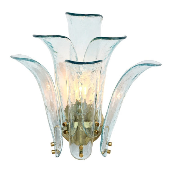 Cala Mouth Blown Glass Petal Wall Sconce Damp Rated Elegant Accent for Bath or Hallway