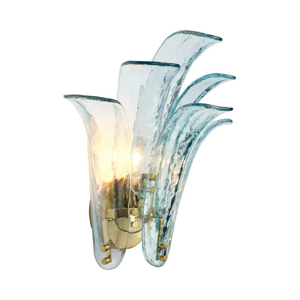 Cala Mouth Blown Glass Petal Wall Sconce Damp Rated Elegant Accent for Bath or Hallway