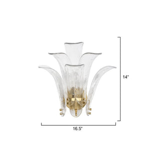 Cala Mouth Blown Glass Petal Wall Sconce Damp Rated Elegant Accent for Bath or Hallway