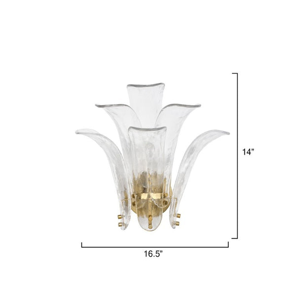 Cala Mouth Blown Glass Petal Wall Sconce Damp Rated Elegant Accent for Bath or Hallway