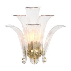 Cala Mouth Blown Glass Petal Wall Sconce Damp Rated Elegant Accent for Bath or Hallway