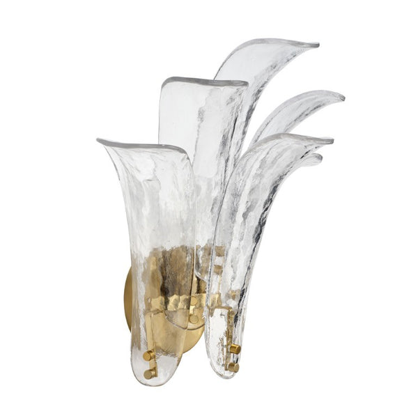 Cala Mouth Blown Glass Petal Wall Sconce Damp Rated Elegant Accent for Bath or Hallway