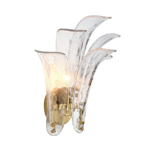 Cala Mouth Blown Glass Petal Wall Sconce Damp Rated Elegant Accent for Bath or Hallway