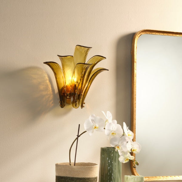 Cala Mouth Blown Glass Petal Wall Sconce Damp Rated Elegant Accent for Bath or Hallway