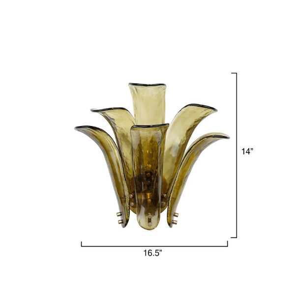 Cala Mouth Blown Glass Petal Wall Sconce Damp Rated Elegant Accent for Bath or Hallway