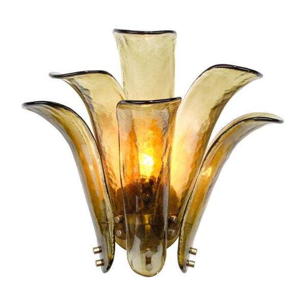Cala Mouth Blown Glass Petal Wall Sconce Damp Rated Elegant Accent for Bath or Hallway