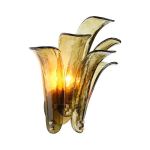 Cala Mouth Blown Glass Petal Wall Sconce Damp Rated Elegant Accent for Bath or Hallway