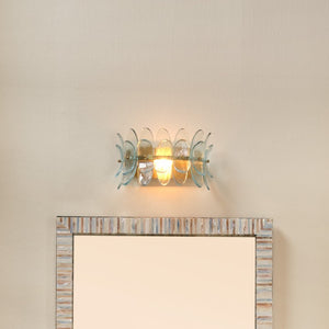 Coronet Floral Glass Petal Wall Sconce Handcrafted Antiqued Bronze Damp Rated Home Decor Light