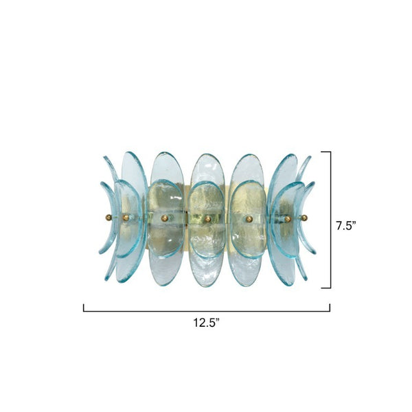 Coronet Floral Glass Petal Wall Sconce Handcrafted Antiqued Bronze Damp Rated Home Decor Light