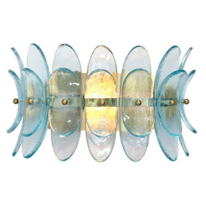 Coronet Floral Glass Petal Wall Sconce Handcrafted Antiqued Bronze Damp Rated Home Decor Light