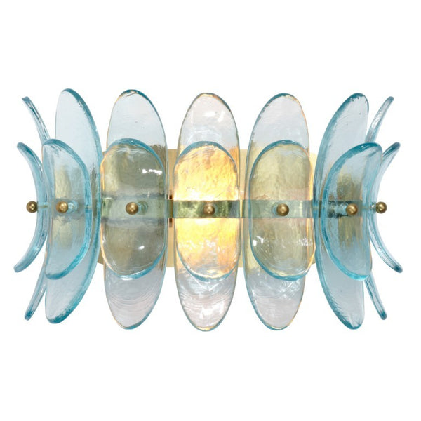 Coronet Floral Glass Petal Wall Sconce Handcrafted Antiqued Bronze Damp Rated Home Decor Light