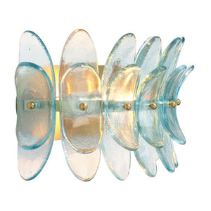 Coronet Floral Glass Petal Wall Sconce Handcrafted Antiqued Bronze Damp Rated Home Decor Light