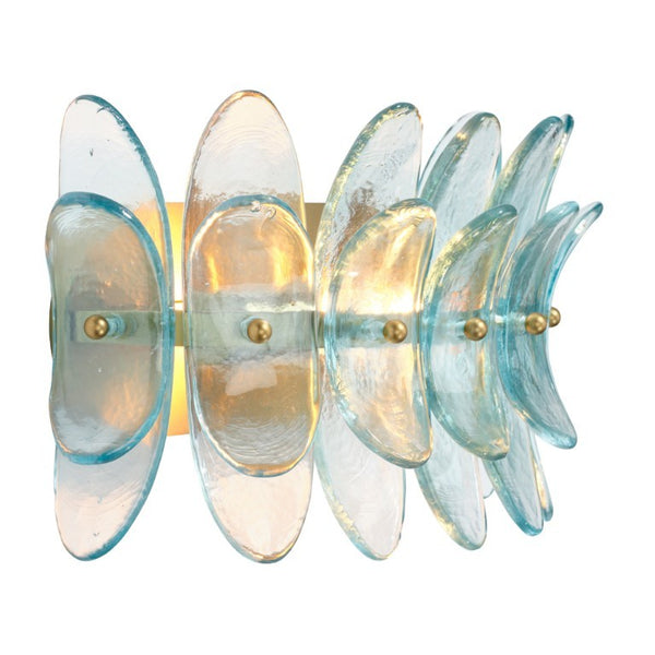 Coronet Floral Glass Petal Wall Sconce Handcrafted Antiqued Bronze Damp Rated Home Decor Light