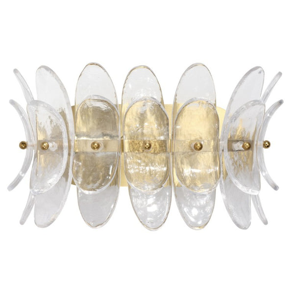 Coronet Floral Glass Petal Wall Sconce Handcrafted Antiqued Bronze Damp Rated Home Decor Light