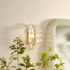 Coronet Floral Glass Petal Wall Sconce Handcrafted Antiqued Bronze Damp Rated Home Decor Light