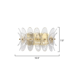 Coronet Floral Glass Petal Wall Sconce Handcrafted Antiqued Bronze Damp Rated Home Decor Light